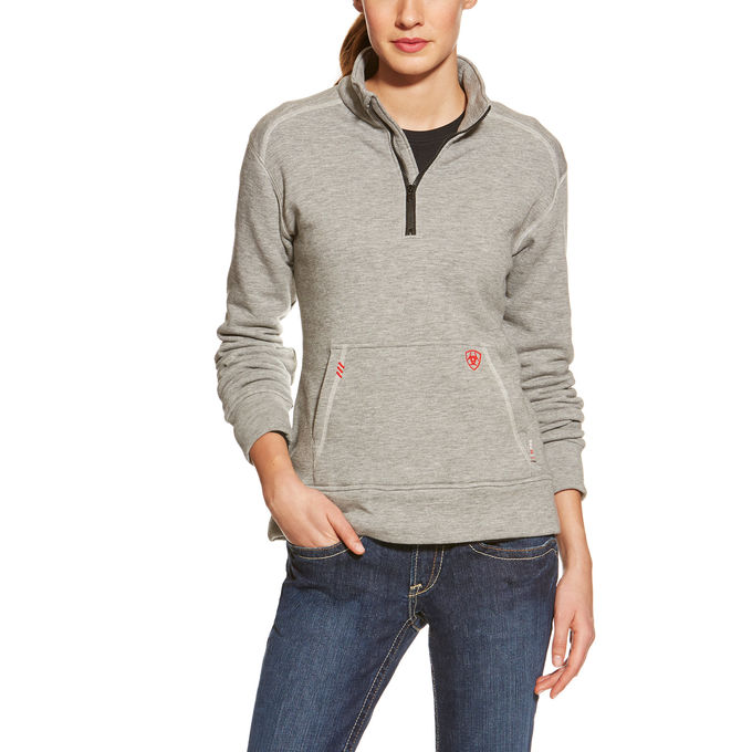 Ariat Women's FR Polartec Quarter-Zip Fleece Sweatshirt - Heather Gray