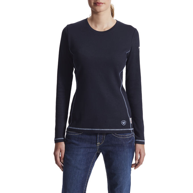 Ariat Women's FR Polartec Power Dry Crewneck L/S Shirt - Navy