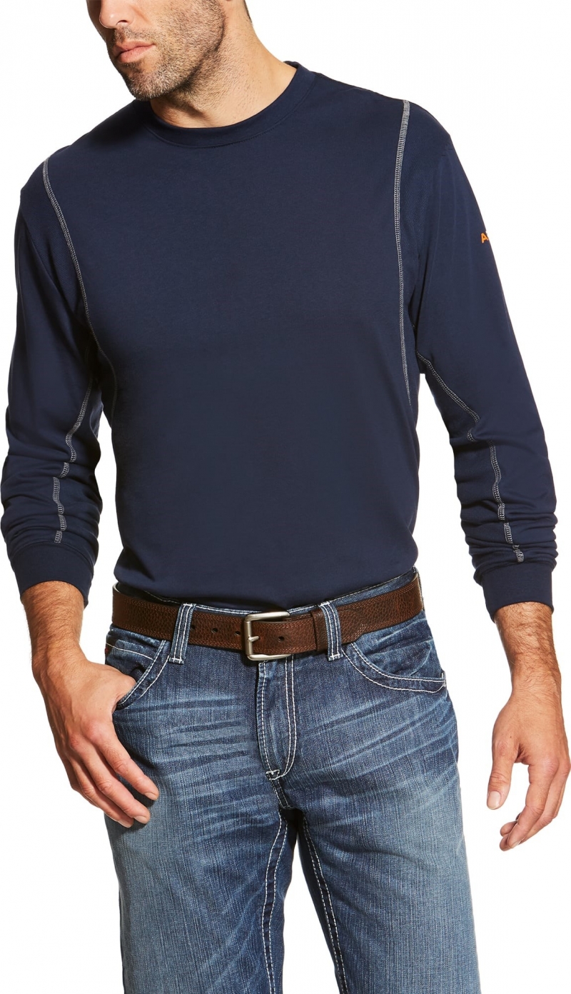 Ariat FR AC Crewneck L/S Shirt - Navy