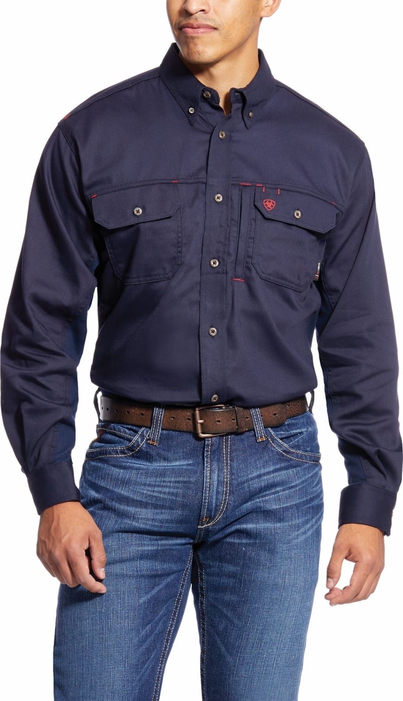 Ariat FR Button Front Vented Work Shirt - Navy