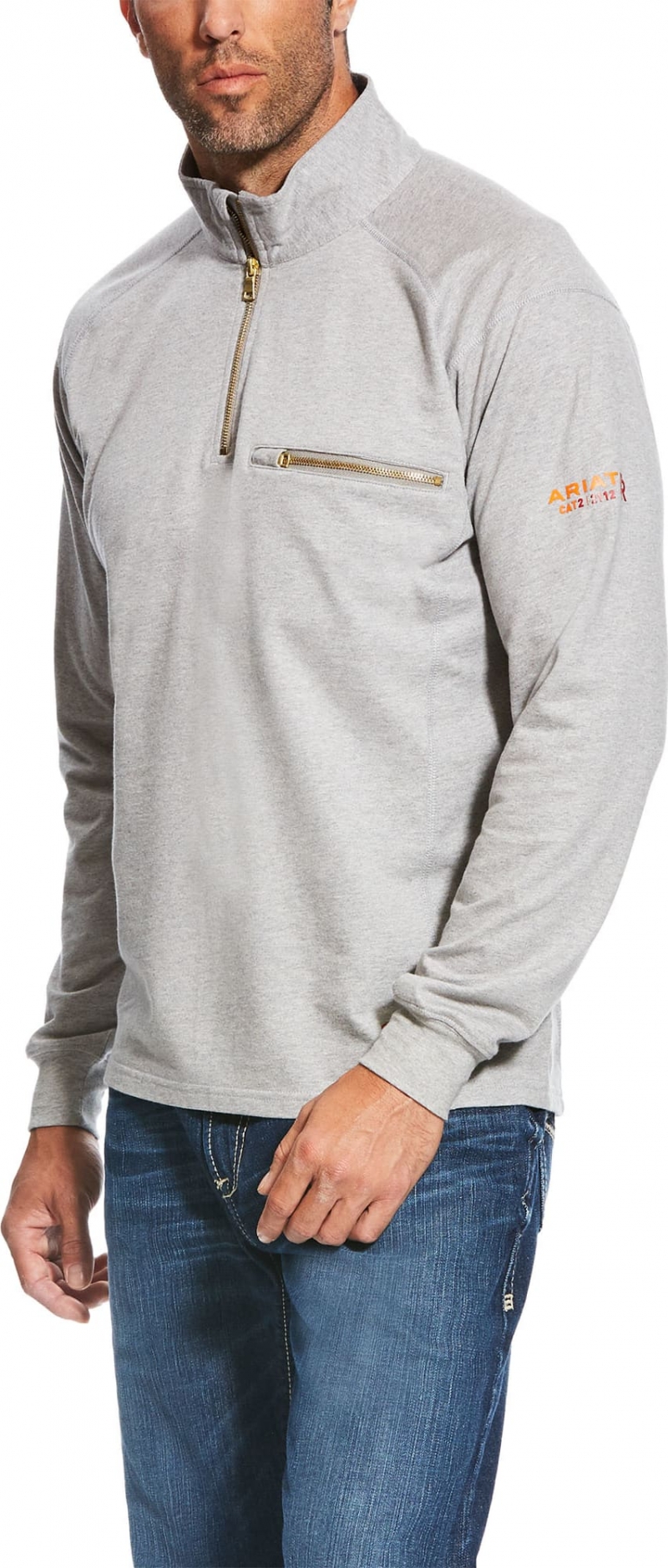 Ariat FR Rev Quarter-Zip Fleece Sweatshirt - Silver Fox Heather