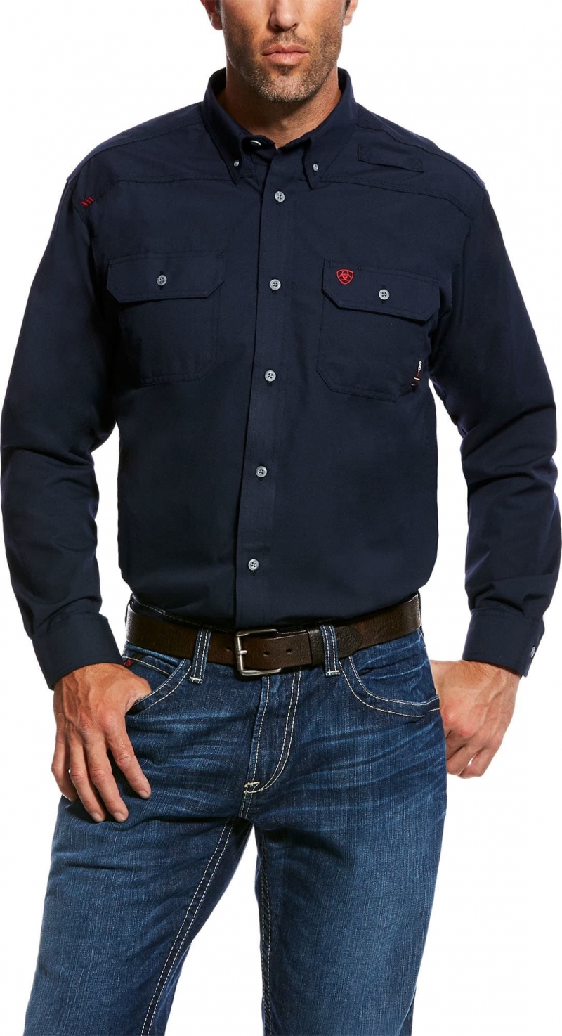 Ariat FR Button Front Featherlight Work Shirt - Navy