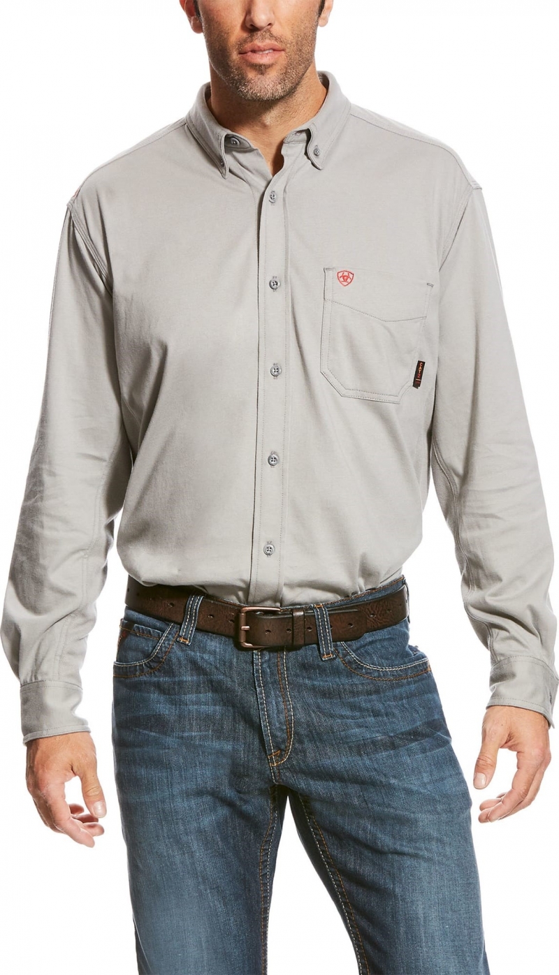 *SALE* ONLY M - L - XL - 2XL LEFT!! Ariat FR Button Front AC Work Shirt - Silver Fox