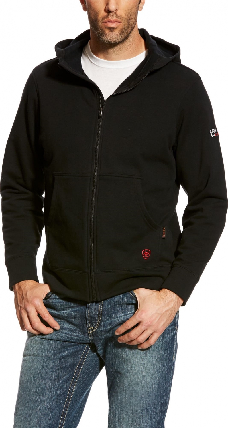 Ariat FR Hooded Zip-Front Sweatshirt - Black