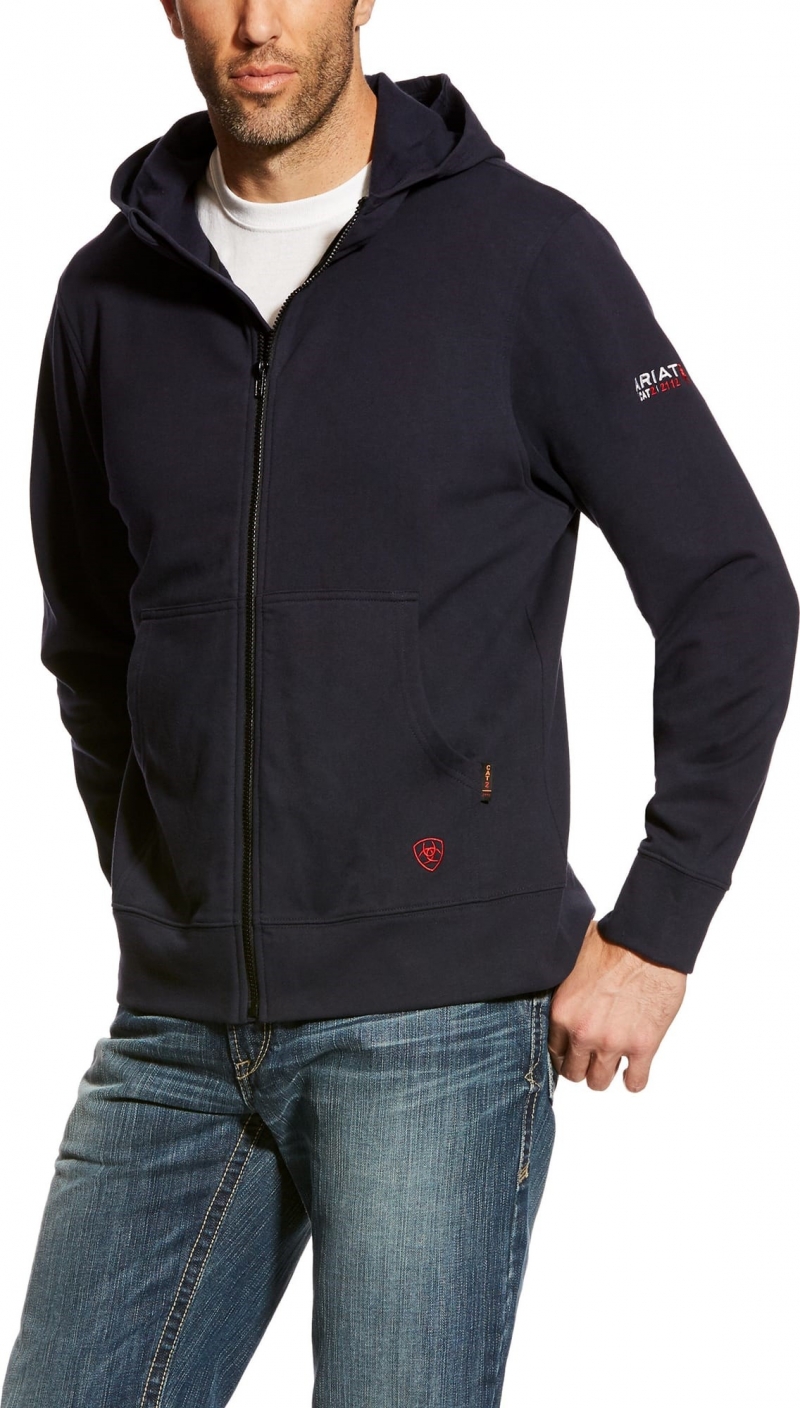 Ariat FR Hooded Zip-Front Sweatshirt - Navy