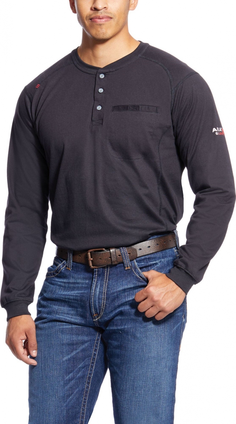 Ariat FR Air Henley Pocket L/S Shirt - Black