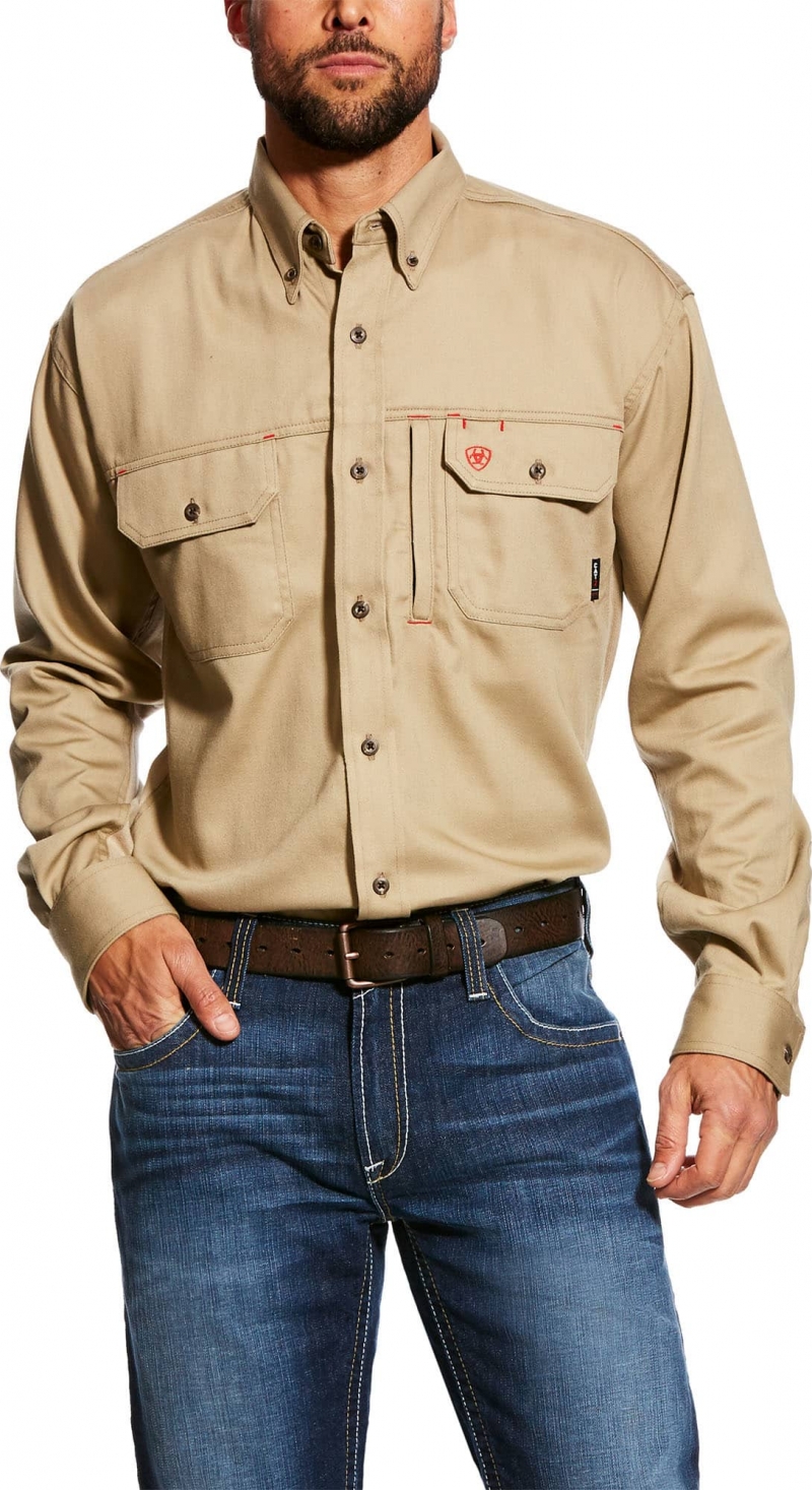 Ariat FR Button Front Vented Work Shirt - Khaki