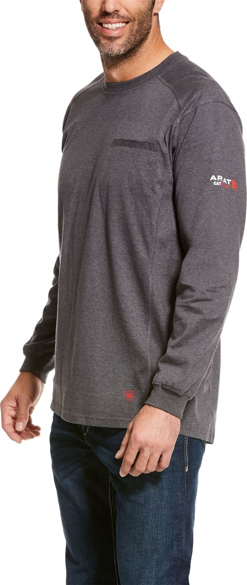 Ariat FR Air Crewneck Pocket L/S Shirt - Charcoal Heather