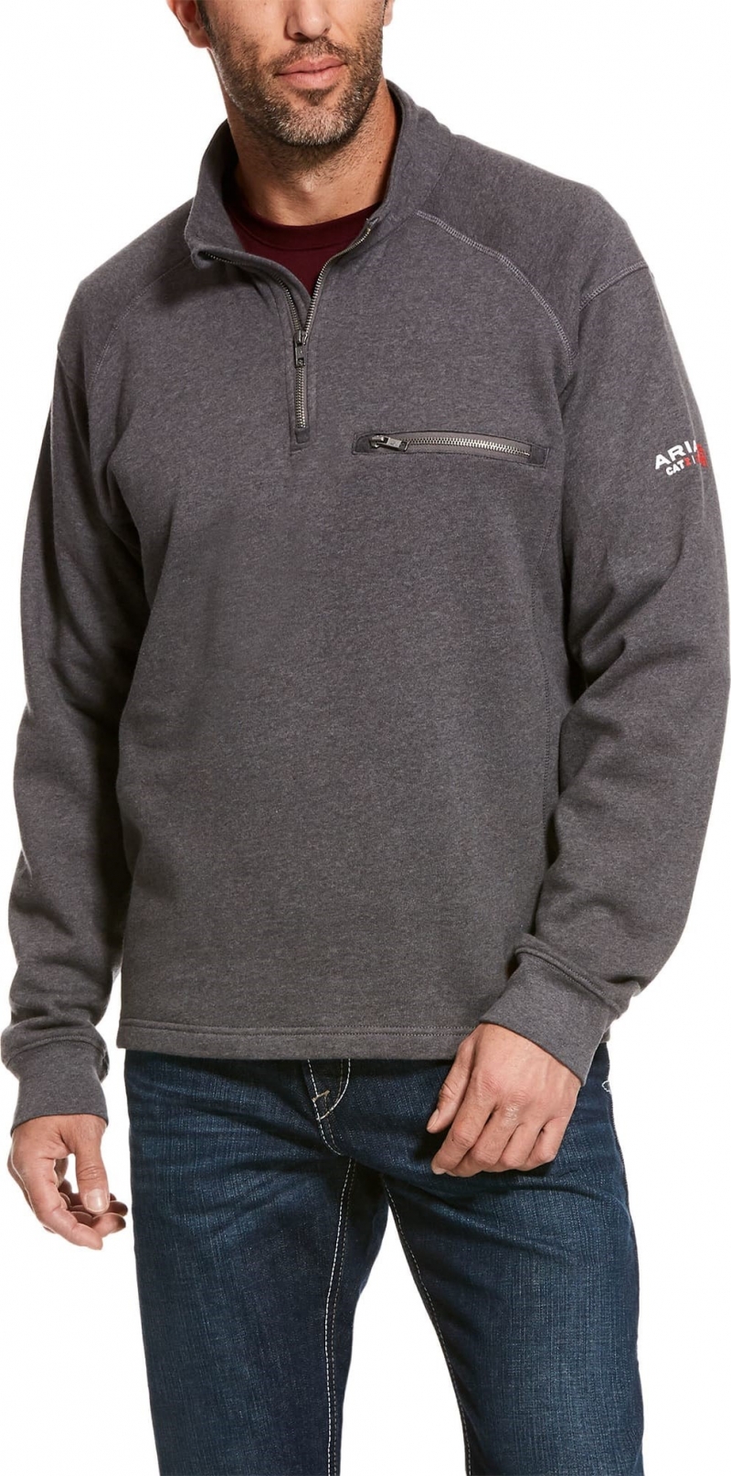 Ariat FR Rev Quarter-Zip Fleece Sweatshirt - Charcoal Heather