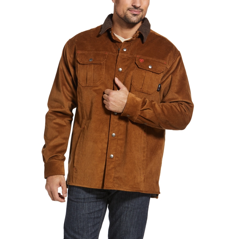 *SALE* LIMITED SIZES AVAILABLE!! Ariat FR Snap Front DuraStretch Sherpa Lined Corduroy L/S Shirt Jacket