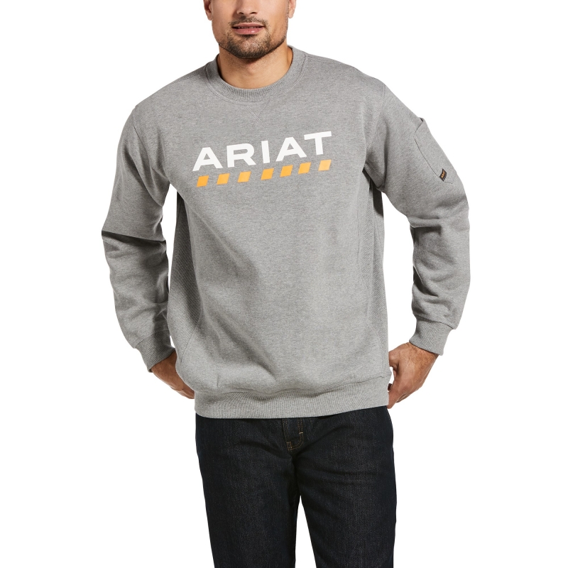 Ariat Rebar Workman Logo Crewneck Sweatshirt - Heather Grey