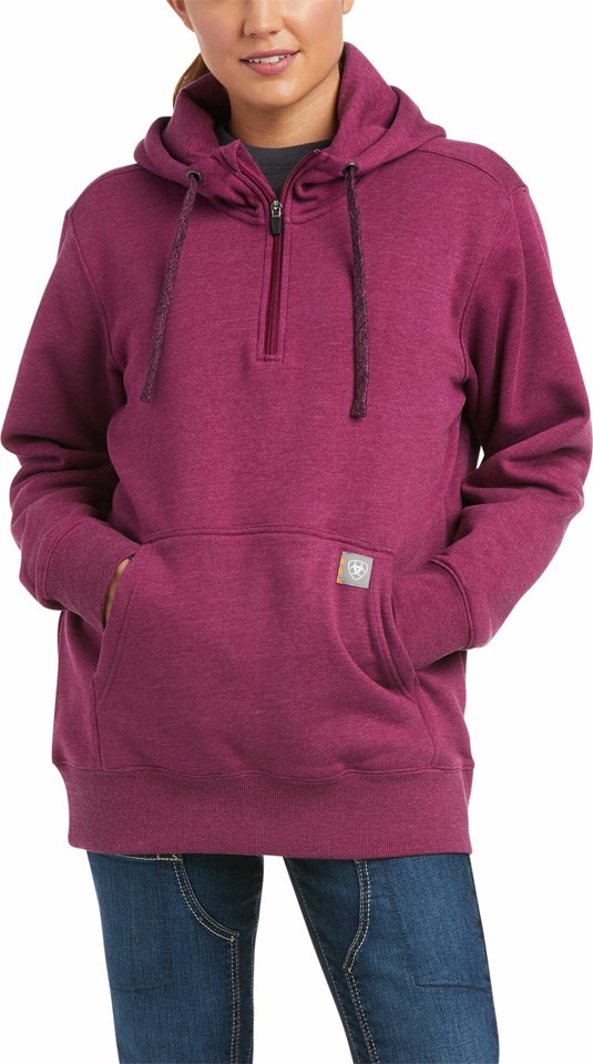 *SALE* ONLY 2XL & 3X-PLUS LEFT!! Ariat Women's Rebar Skill Set 1/2 Zip Hoodie - Purple Potion