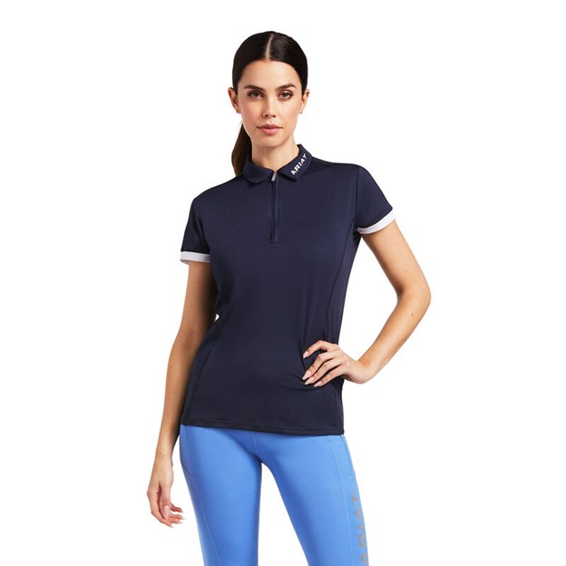 Ariat Women's Bandera Quarter-Zip Polo S/S Shirt - Navy