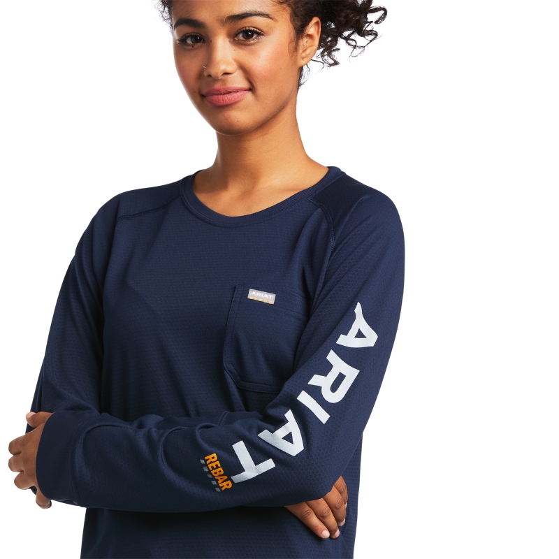 Ariat Women's Rebar Heat Fighter L/S Shirt - Navy Eclipse