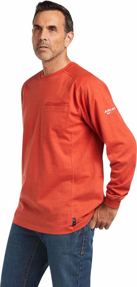 Ariat FR Air Crewneck Pocket L/S Shirt- Volcanic Heather