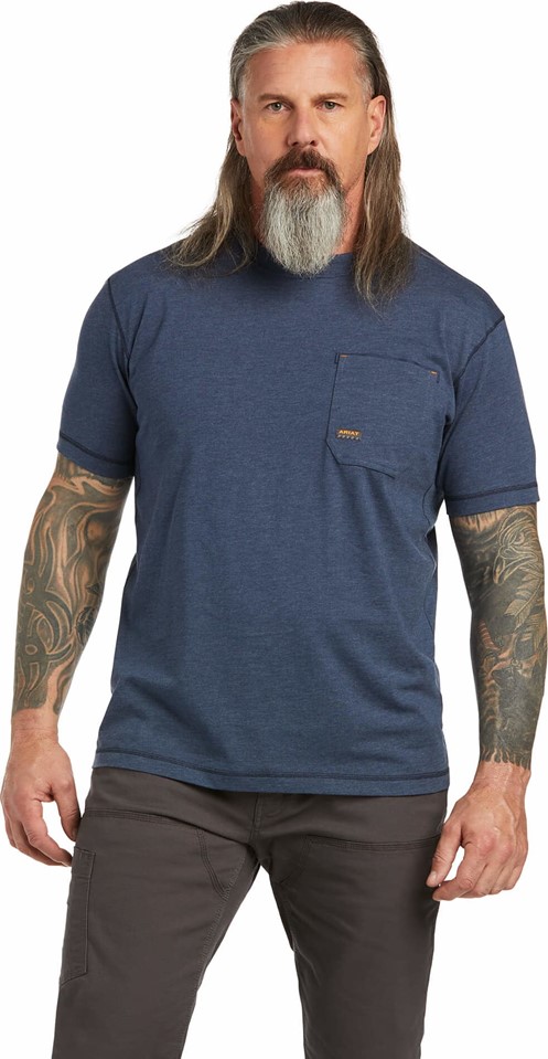 Ariat Rebar Workman Crewneck Pocket S/S Shirt - Slate Heather