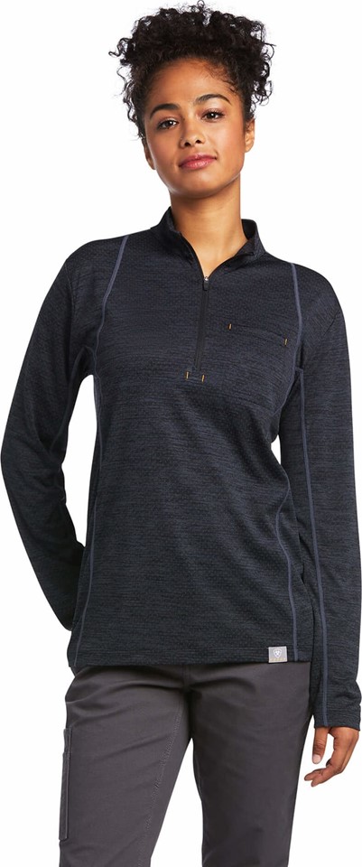 Ariat Women's Rebar Evolution 1/2 Zip L/S Shirt - Black