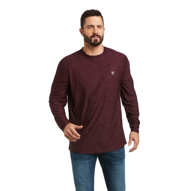 Ariat Charger Logo Crewneck L/S Shirt - Malbec Heather