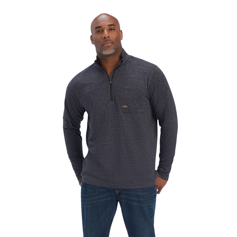 Ariat Rebar Foundation Quarter-Zip L/S Shirt - Charcoal Heather