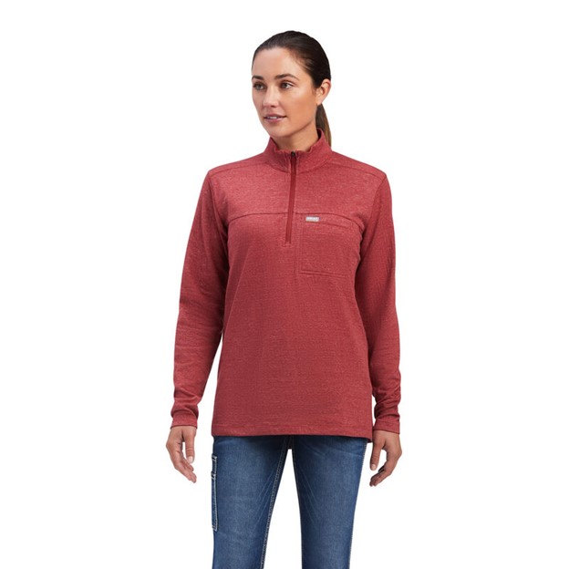 Ariat Women's Rebar Foundation Quarter-Zip L/S Shirt - Rosewood