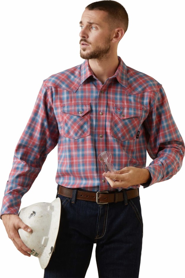 *SALE* ONLY SIZE MEDIUM LEFT!! Ariat FR Drago Retro Snap Front L/S Work Shirt - Sun Kissed Plaid