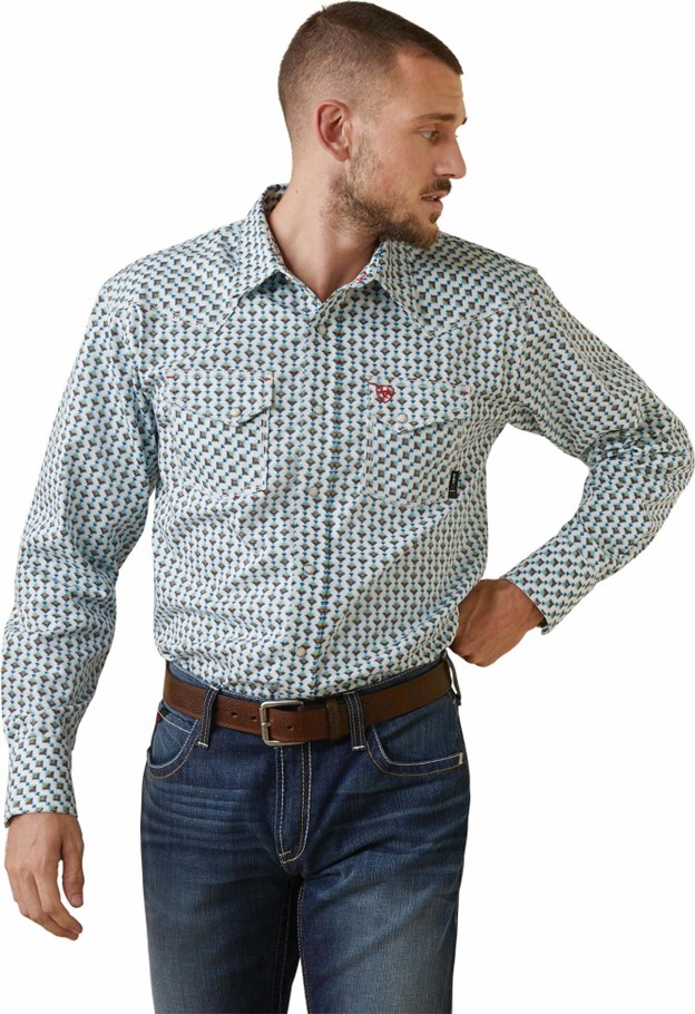 *SALE* ONLY SIZE 2XL LEFT!! Ariat FR Dillinger Retro Snap Front L/S Work Shirt - Bachelor Button