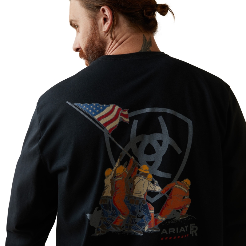 *SALE* LIMITED SIZES LEFT!! Ariat FR Raising the Flag L/S Shirt - Black