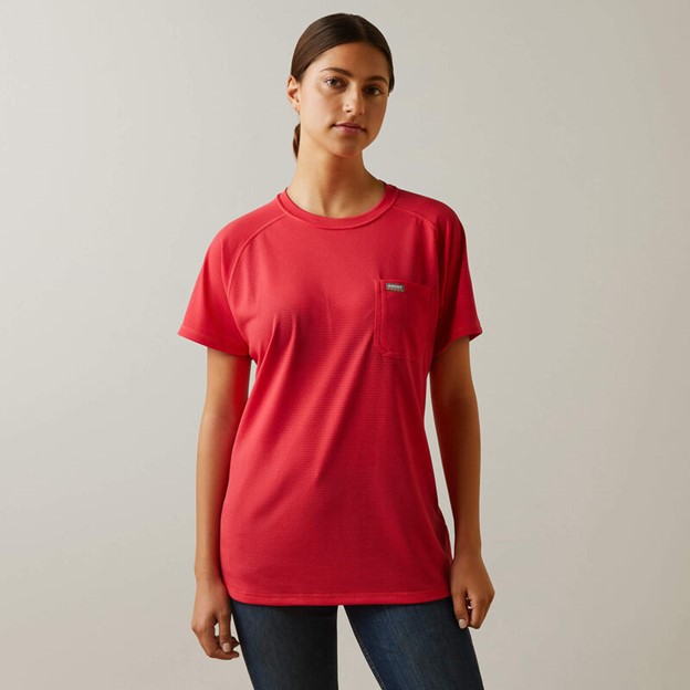 Ariat Women's Rebar Heat Fighter Crewneck S/S Shirt - Teaberry / Alloy