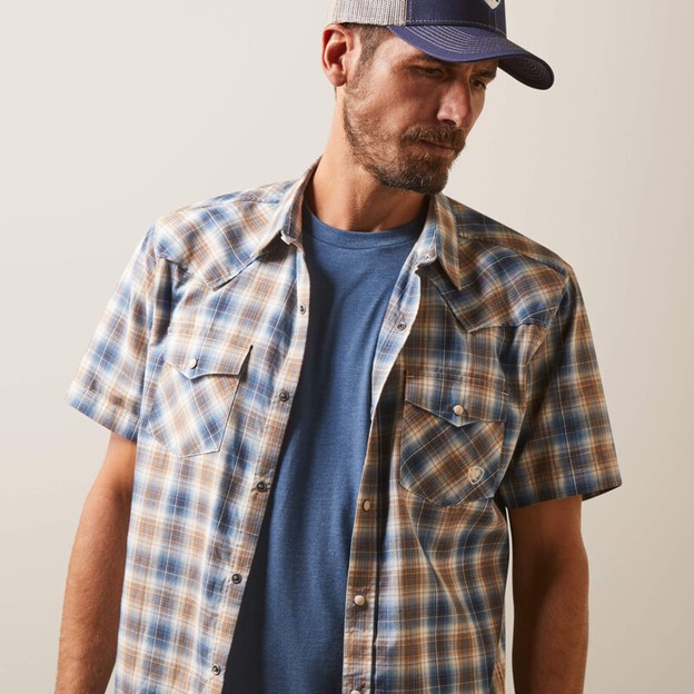 Ariat Hallwood Retro Fit Snap Front S/S Shirt - Blue Heaven