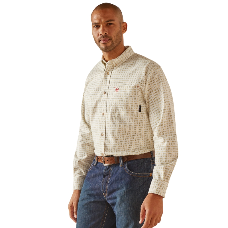 Ariat FR Button Front Twill DuraStretch™ Gosling Work Shirt - Pearl