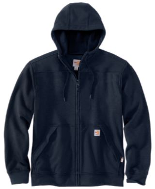 Carhartt FR Rain Defender Relaxed Fit Midweight Fleece Hooded Zip-Front Jacket - Navy