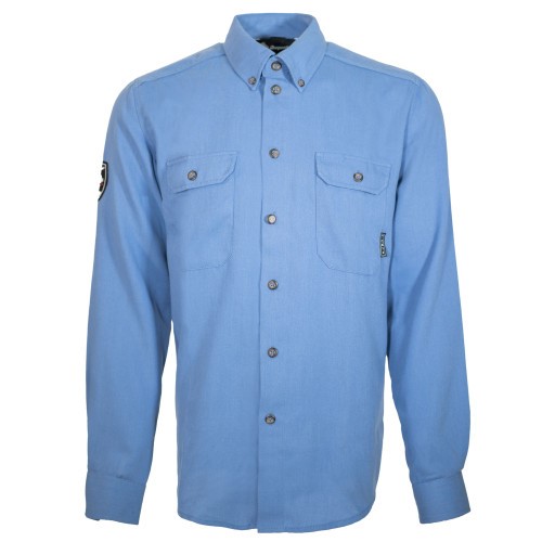 *SALE* ONLY (1) MEDIUM LEFT!! Dragonwear FR Button Front High Line Work Shirt - Light Blue