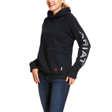 Ariat Women's FR Primo Fleece Logo Hooded Pullover Sweatshirt - Navy