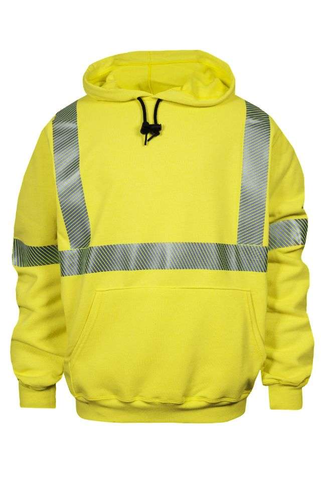 NSA FR HI-VIS Class 3 Heavyweight Hooded Pullover Sweatshirt - Hi-Vis Yellow