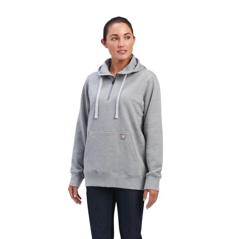 Ariat Women's Rebar Skill Set 1/2 Zip Hoodie - Heather Grey