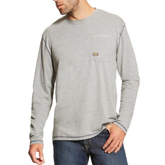 Ariat Rebar Workman Crewneck Pocket L/S Shirt - Heather Gray