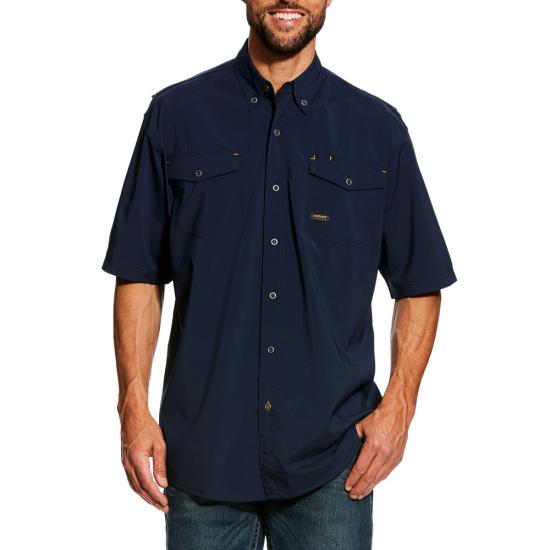 Ariat Rebar Made Tough VentTEK DuraStretch Button Front S/S Work Shirt - Navy