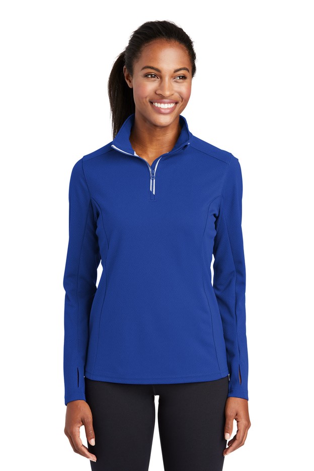 Sport-Tek Ladies Sport- Wick Textured Quarter-Zip L/S Shirt