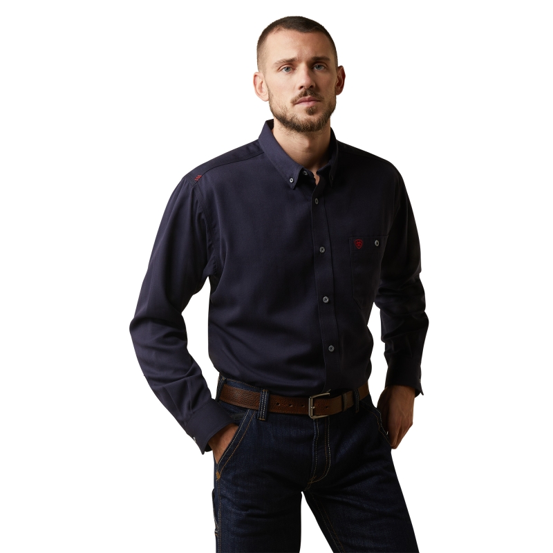 Ariat FR Button Front Air Inherent Work Shirt - Navy Heather