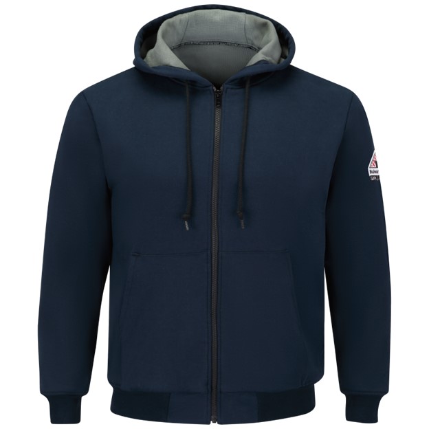 Bulwark FR Waffle-Lined Hooded Zip-Front Sweatshirt - Navy