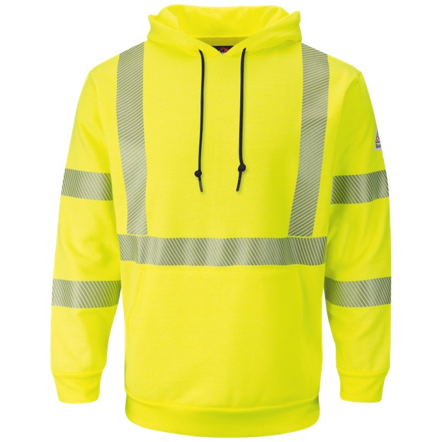 Bulwark FR HI-VIS Class 3 Type R Hooded Pullover Sweatshirt - Hi-Vis Yellow