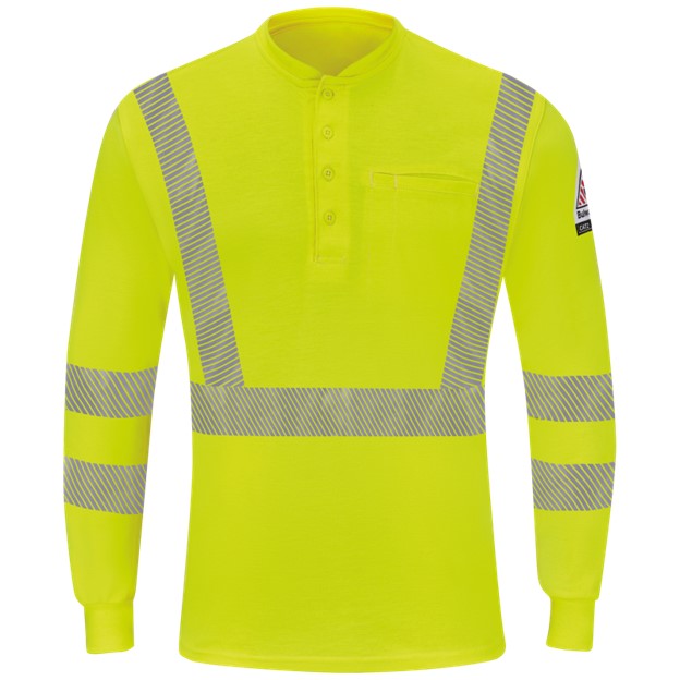 Bulwark FR HI-VIS Class 3 Pocket L/S Henley - Hi-Vis Yellow