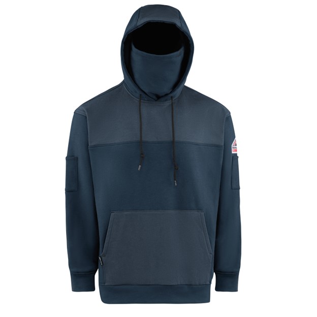 Bulwark FR Fleece Hooded Pullover Sweatshirt - Navy