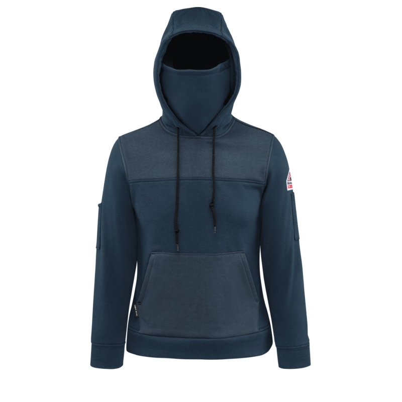 Bulwark Women's FR Fleece Hooded Pullover Sweatshirt - Navy