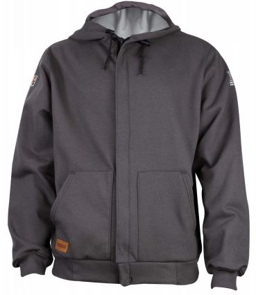 NSA TECGEN FR Thermal Lined Heavyweight Hooded Zip-Front Sweatshirt - Charcoal Gray