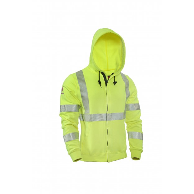 NSA DriFire FR HI-VIS Class 3 DRIFIRE Midweight Hooded Zip-Front Sweatshirt - Hi-Vis Yellow