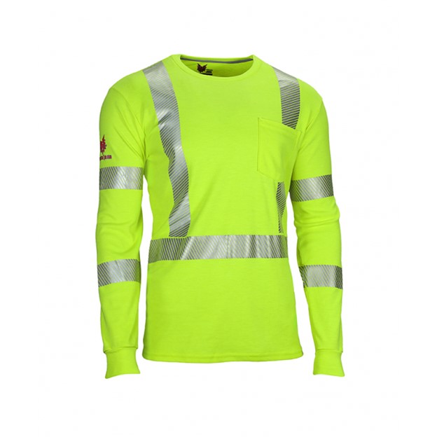 NSA DriFire FR HI-VIS Class 3 Dual Hazard Pocket Lightweight L/S Shirt - Hi-Vis Yellow